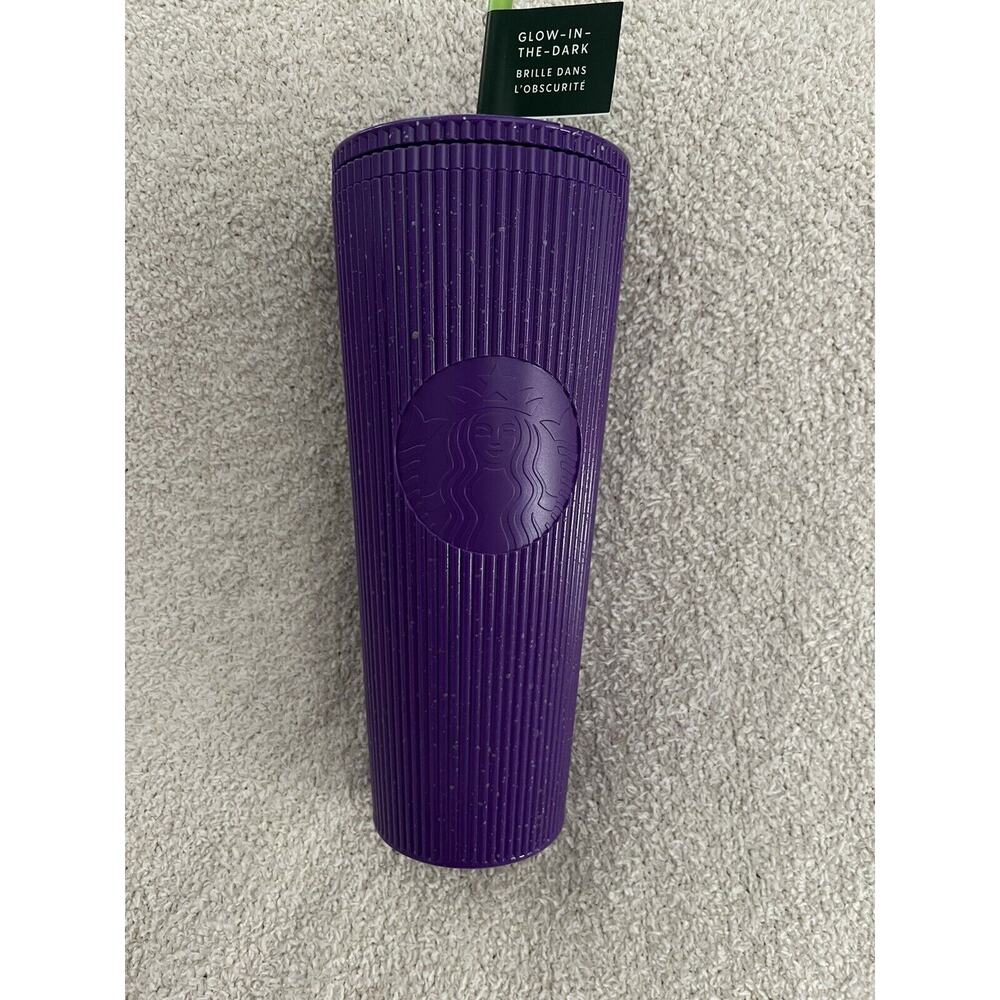 Starbucks Halloween Tumbler 2024. Pleated Purple Glow In The Dark 24‎ Oz.